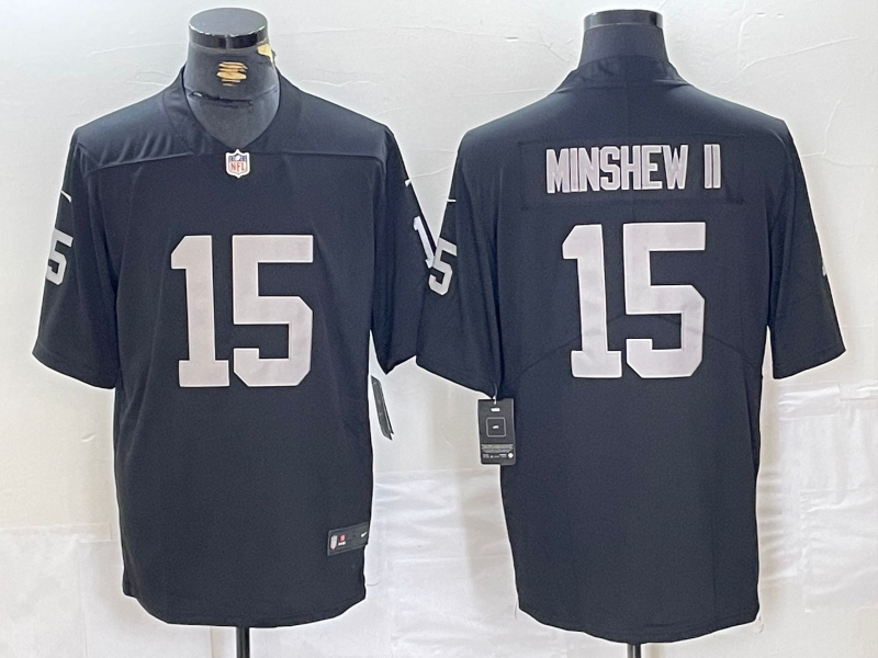 Men's Las Vegas Raiders Gardner Minshew II #15 Black Jersey